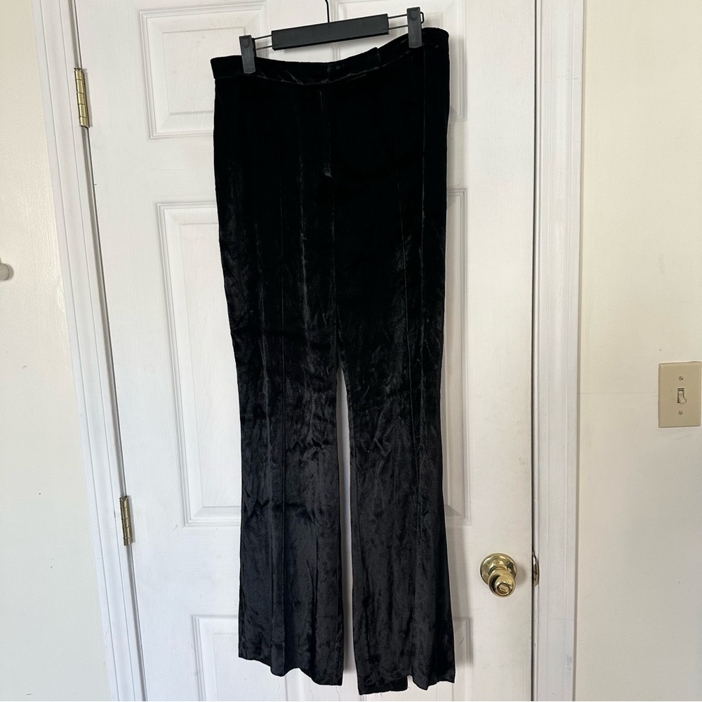 La Perla Black Velvet flare Pants lace up back 46